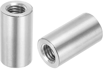 QUARKZMAN 4 Stück M10 Runde Verbindungsmuttern, 304 Edelstahl Kupplungsmutter 25mm/1 Länge Hülse Stange Stiftmutter für Halterung, Grobgewinde M10x25x16mm