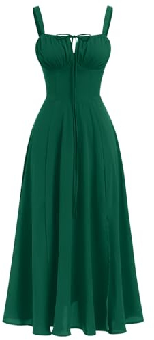 Women's Corset Dress Formal Cocktail Dresses Going Out Casual Sundress Split Thigh Spaghetti Strap Vintage Dress Green