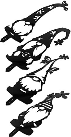 FUNOMOCYA Lot De 4 Piquets De Jardin Décoratifs pour Extérieur Élégants Piquets Nains pour Décoration De Jardin Noir