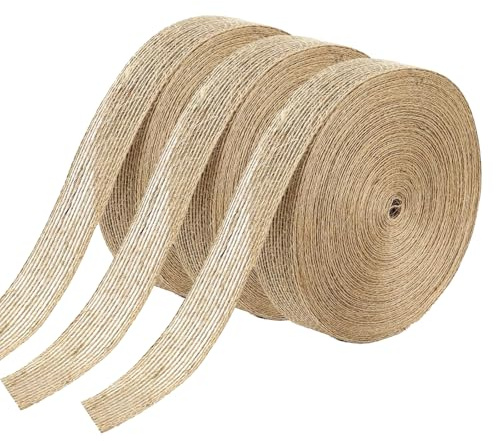 3 Rollen Juteband Burlap Vintage Juteband Decoband Geschenk Ribbon, Sackleinen Band Natür, Geschenkband Weihnachten Für DIY Handwerk Weihnachten Verpackung, Hochzeit, Blumenstrauß (Braun, 2cm*10m)