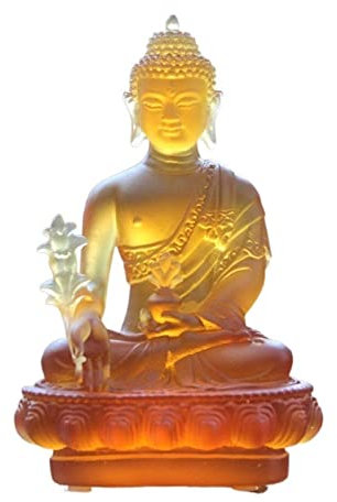 Jian1004 Heimdekoration, Zen-Buddha, Heimeinrichtung, Tempel, Veranda, Weihe, antike Glas-Buddha-Skulptur, Tischdekoration,Gartenskulptur(A)