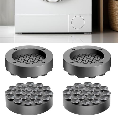 Amortisseurs de Vibrations Machine à Laver, 4 Pièces Patin Machine à Laver Pied Machine à Laver, Tapis Anti Vibration Machine à Laver Amortisseurs Lave Linge pour Séchoirs Meubles(Gris)