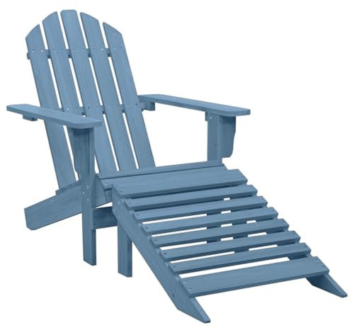 Somanki Adirondack-Gartenstuhl mit Fußstütze, Gartensessel, Campingstuhl, Terassenstühle, Gartenmöbel, Balkon Stühle, Balkonstuhl, Hochlehner, Stühle Für Draußen, Massivholz Tanne Blau