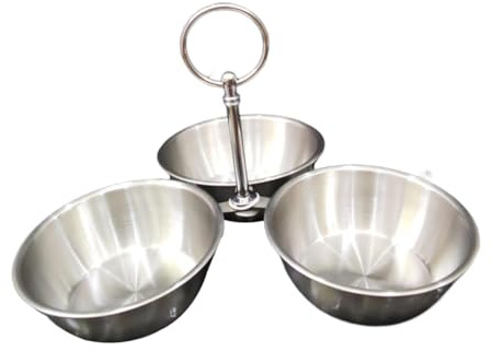 DimyFew Serviertablett mit Dreiteiligen Schalen für Snacks, Silber