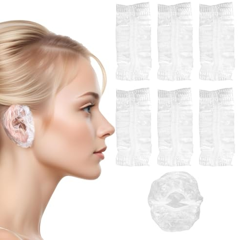 ChAusa 500 Pcs Ear Covers for Shower Clear Waterproof Disposable Ear Protectors Ear Covers Caps for Hair Dye, Shower, Bathing,Hotel, Hair Salon