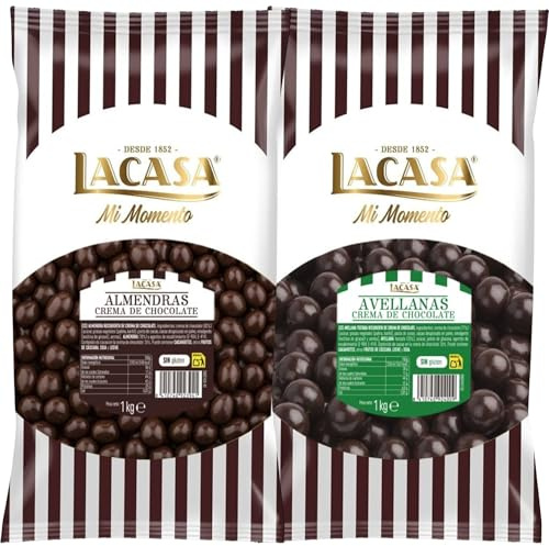 Lacasa Mi momento Pack 2 kg: deliciosas bolas de Almendra con chocolate Negro y Avellana con chocolate Negro