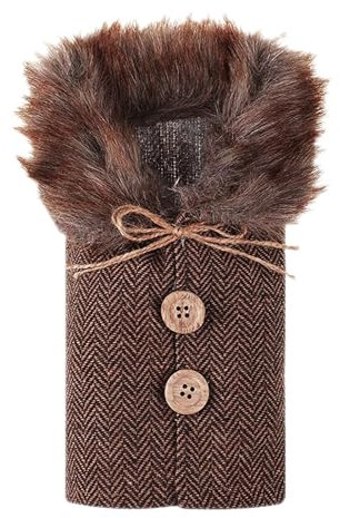 Frfik Christmas Wine Bottle Cover - 4 X 9 Inch Red Wine Bottle Sweater, Lovely Collar & Button Coat Design - Christmas Wine Bottle Jackets - Christmas Home Table Décor