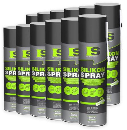 Spraytive Spray silicone 500 ml – Lubrifiant et spray lubrifiant pour voiture, caoutchouc, plastique et métal – Incolore, imperméable, sans résidus – De -50 °C à +250 °C – Fabriqué en Allemagne (12 x