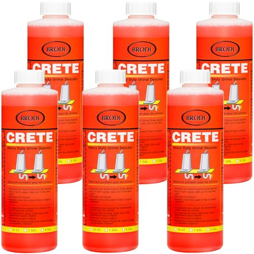 CRETE Urinal Drain Cleaner, Commercial Grade, Restores Pipes to Original Diameter, Urinal Descaler & Deodorizer, Safe for Pipes, No Harsh Fumes, Urine Salt Remover, 16 Fl Oz (Pack of 6)