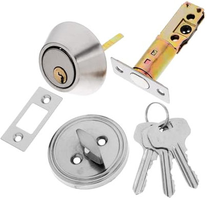 POPETPOP Locking Auxiliary Lock Exterior Door Handle Double Cylinder Deadbolt Thick Door Deadbolt Gate Hardware Hidden Latch Balance Double Cylinder Copper Silver