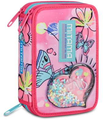 Mitama Estuche Escolar con 3 Compartimentos, Super Triple Bubble Dreams, Contenido 47 Piezas, Completo de lápices, rotuladores, portalápices Escuela Primaria niña, Violeta, Moderno