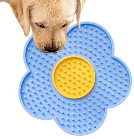 Weqizuerqi 15x15cm Lamiendo Alfombra Gato Alfombra Lamiendo Flores Almohadillas Alfombra Lamiendo Ventosas Diseño Silicona Placas Lamiendo para Mascotas para Perros Y Gatos