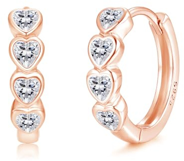 Josfeva Silber Creolen Ohrringe Damen, 925 Sterling Silber Ohrring Creolen | Kleine Quadrat Herz Kreuz Kreolen, mit 5A Cubic Zirkonia, Hypoallergen Knorpel Ohrschmuck zum Geburtstag mit Geschenkbox