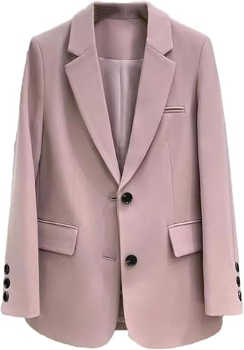 Blazer Monopetto Classico da Donna con Risvolto alla Moda Tinta Unita Elegante Blazer Leggero da Ufficio Casual da Lavoro Allentato