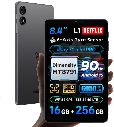 ALLDOCUBE iPlay 70 Mini Pro Tablet Android 15 de 8,4 Pulgadas, MediaTek Dimensity MT8791, Pantalla 90Hz, 16GB+256GB (1 TB), 1920x1200 FHD, Widevine L1, Batería 6050mAh, WiFi6 BT5.4, 5MP/13MP, 4G LTE