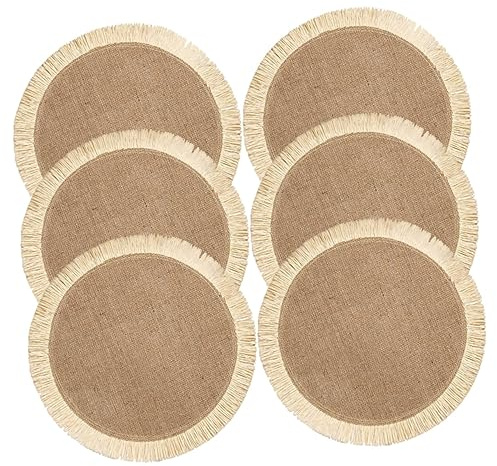 LAPYAPPE Set 6 Pezzi Sottopentola Intrecciato Tondo 38cm Resistente Al Calore, Tovagliette Isolanti Termiche Stile Americana Per Tavolo Da Pranzo, Soggiorno, Ristorante e Bar