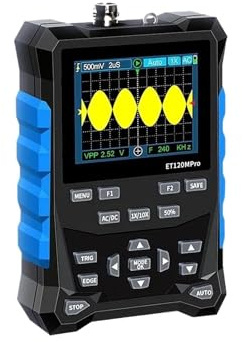 AYJYZHIAG Osciloscopio Digital portátil ET120MPro de 120 MH/z y 500 MS/s con Fuentes de señal de 3 MH/z, 2 en 1, Herramientas de Bricolaje for automoción.