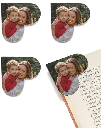 Zysta Lesezeichen Personalisiert Leder Herz Buchzeichen mit Foto Abschluss Geschenk für Abitur Studenten Kinder (4 Stücke)