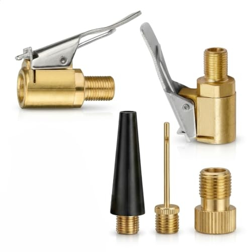 IUSOT Fahrradventiladapter-Set, 5-teiliges Ventiladapter Set | gegen Druckverlust Fahrradventil Adapter Kompatibel mit Bosch EasyPump Passend für Schwalbe Click Valve Ballnadel SV AV