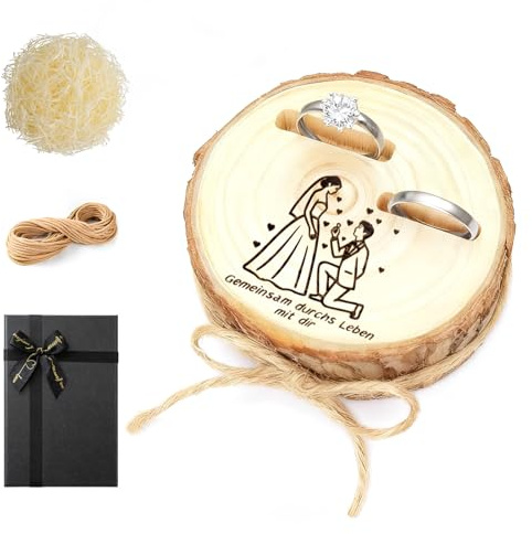 DBAILY Ringkissen Hochzeit, Ringbox Hochzeit, Ringboxs Hochzeits 2 Ringe, Verlobungsring Box, Ring Schatulle, Ringbox zur Hochzeits & Verlobung
