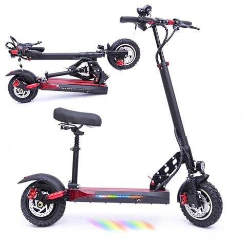 YOBACARID 10“ Monopattino Elettrico Adulto, Doppia Sospensione Pieghevole Monopattino Elettrico Max 25 KM/H, Freno sistema di frenata scooter elettrico di, Freni Cicalino (10“)