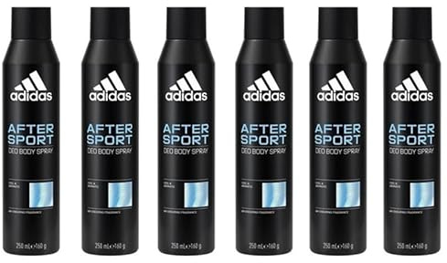 6x adidas After Sport Deodorant Deo Spray 48H Maximaler Trockenschutz mit 48 Stunden Schutz gegen starkes Schwitzen und Körpergeruch,250ml (6er Pack)