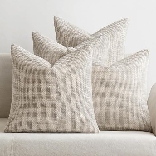 MIULEE Kissenbezug 40x40 cm Chenille Sofakissen 4er Set Beige Dekokissen | Zierkissen für Wohnzimmer Schlafzimmer Kinder Büro Deko Bezug Sofakissenbezug Weicher Couchkissen