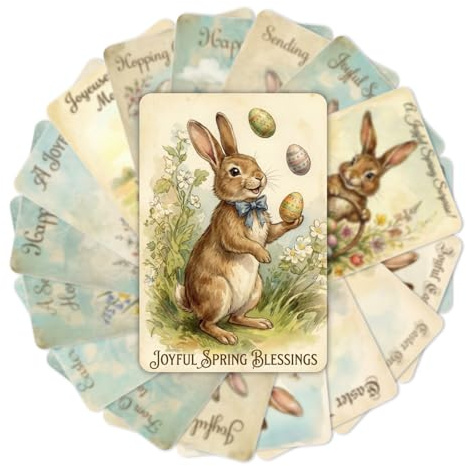 18 Osterkarten mit Umschlag Set, Designs Frohe Ostern Karte, Lustige Osterkarten, Niedliche Osterpostkarten, Vintage-Aquarellstil, Handgemalte Textur, Geeignet als Geschenk zu Ostern und Weihnachten