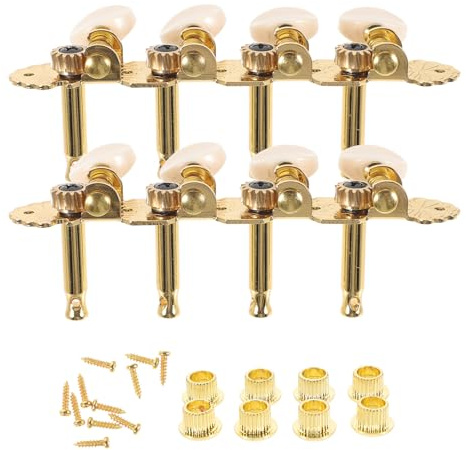 OFFSCH Mécaniques D’accordage pour Mandoline 8 Cordes, 4 Doubles Chevilles en Métal Doré, Accessoires Précis pour Guitare Acoustique, Clés D’accordeur Professionnelles, Pièces Détachées