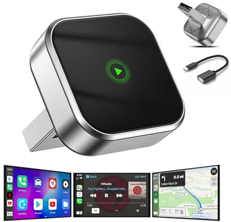 WingFly Adattatore CarPlay Wireless, Adattatore wireless 2 in 1 per auto CarPlay e Android, adatto per Veicoli Dotati di CarPlay cablato, Plug & Play, connessione automatica WiFi a 5,8 GHz