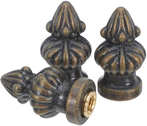 Alipis Remate Superior de Pantalla de Lámpara de Latón con Cabeza de Piña, Tornillo Roscado M10 con Adaptador M6, Juego de 3 Piezas para Lámparas de Mesa y Pie, Accesorio