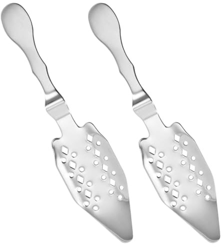SUPVOX 2 Cucharas de Absenta de Acero Inoxidable Huecas para Preparar Absenta Diseño Largo y Aptas para Vasos en Color Plata