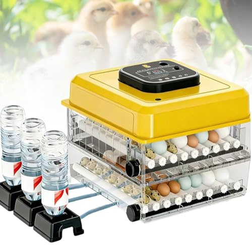 Brutautomat 72 Eier, Brutautomat Vollautomatisch mit Automatische Wasserversorgung & Automatischer Eierwender für Hühner, Wachtel, Enten und Geflügel Eierbrüter(16 pieces)