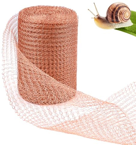 Gaethra Kupferband Gegen Schnecken, Doppelschicht Schneckenabwehr Kupferzaun, 12m x 12.7cm, Schneidbares Kupfergewebe für Verhindern Gartenmaus Vögel und Schnecken