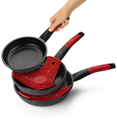 BRA Premiere | Set di 3 padelle 18, 22, 26 cm, Alluminio Pressofuso, Rivestimento Antiaderente, 18/22/26cm, utilizzabili su piani ad induzione