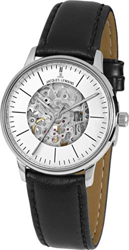 JACQUES LEMANS Damenuhr Heerrenuhr Retro Classic Lederarmband massiv Edelstahl N-207ZA