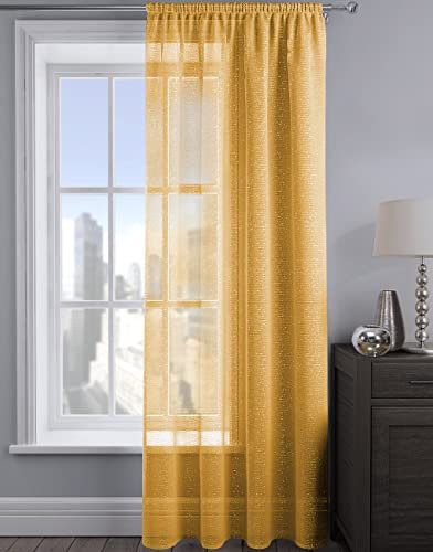 Intimates Sparkle Woven Shimmer Voile Curtain Panel Window Voile Panel Drapes for Bedroom and Living (Mustard Yellow, 54 w X 72 d)