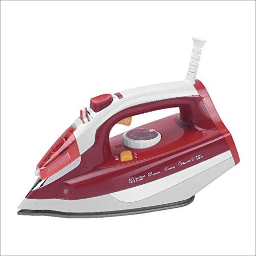 KELUNIS Fer À Vapeur 2200W pour Vêtements, Semelle en Céramique Antiadhésive Fer À Vapeur Domestique, Détartrage Et Nettoyage, Température À 5 Vitesses Rouge Blanc