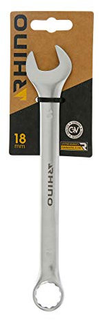 RHINO - Clé mixte 18 mm, clé de serrage, clé à anneau et clé à fourche combinés - Diamètre 18 mm - Haute qualité - Fabriqué en Acier (Chrome Vanadium) - Garantie à vie - Plusieurs tailles disponibles