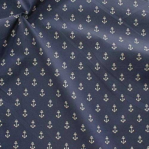 STOFFKONTOR Baumwolle Popeline Stoff Anker Mittel - Öko-Tex Standard 100 - Meterware, Dunkel-Blau - zum Nähen von Hemden, Blusen, Kleidern, Tüchern, Dekorationen