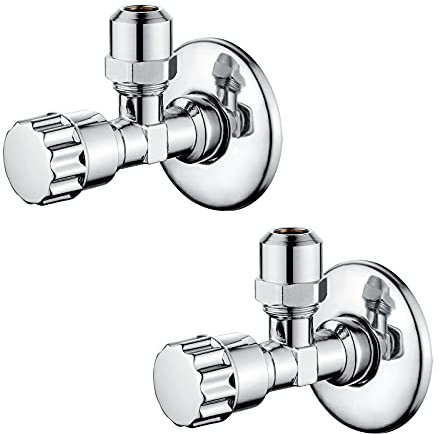 Ibergrif M22022-2 Valvole ad angolo universale autosellante, Valvola ad angolo in ottone (1/2 x 3/8), Crome, Due Pezzi/Scatola, Argento