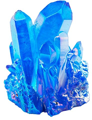 Nupuyai Cluster de Cristal de Roche Naturelle Enduit de Titane, Grappe de Pierre Semi-Précieuse Irrégulière pour la Relaxation Décoration de la Maison et du Bureau, Bleu Royal