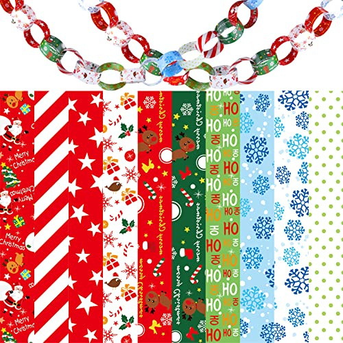 MIAHART Frohe Weihnachten Papierketten 300 Glieder Festliche Papierbastelbedarf für Weihnachten und festliche Partydekorationen