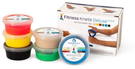 Fitness Knete Deluxe COLOR | 85g | 6er Komplett Set | Handtrainer | Fingertrainer
