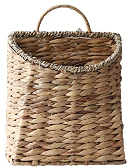 GYASVWU Geflochtener Hängekorb aus Wasserhyazinthe Hängekorb Weide handgefertigte Körbe für Garten Bauernhaus Haus (Seegrasmund)