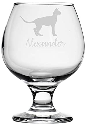 Personalised Cat Engraved Brandy Snifter Glass, Animal Gift for Women, Gift for Men (Sphynx Cat)