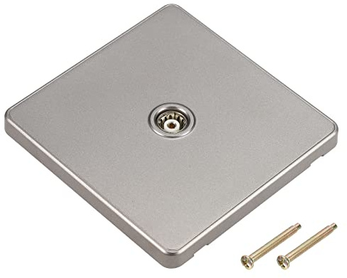 sourcing map TV Aerial Socket Wall Plate Outlet Single Gang Silver Grey PC 88mm x 86mm for Coaxial Cable Lead