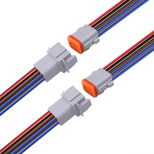 WOODGUILIN Connettore DT 8 Poli Automotive Waterproof Electrical Connector | 2 Paia Spina Maschio Femmina con Cavo 16 AWG per Auto Camion Barche Luci da Lavoro LED (DT 8P Grigio)