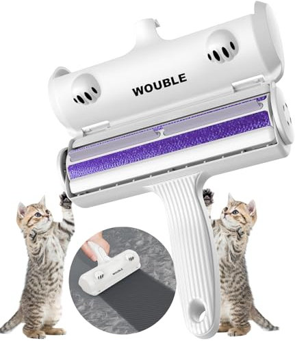 Wouble Katzen Fusselrolle, Hunde Fusselrolle, Tierhaarentferner, Fusselbürste Tierhaare, zum Entfernen von Fell für Sofa, Bett, Teppich, Kratzbaum, Kleidung, Katzenbett, Hundebett, Lila
