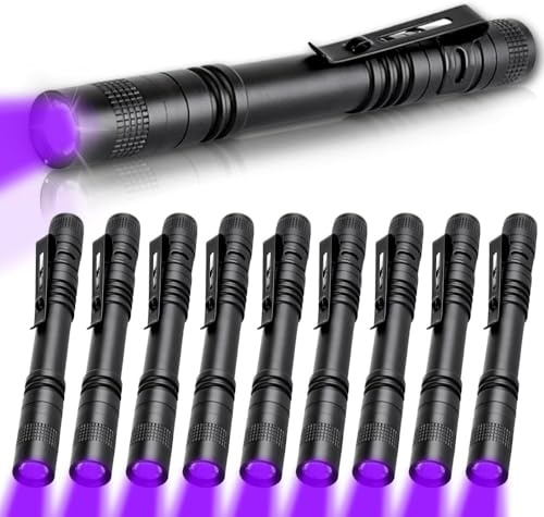 MVIOCS UV Taschenlampe Schwarzlicht, LED 395 nm Schwarzlicht Taschenlampen Mini, Taschenlampe Licht Detektor für Haus-Hotel Inspektion, Hund Urin, Haustier Flecken und Bett Bug (10)